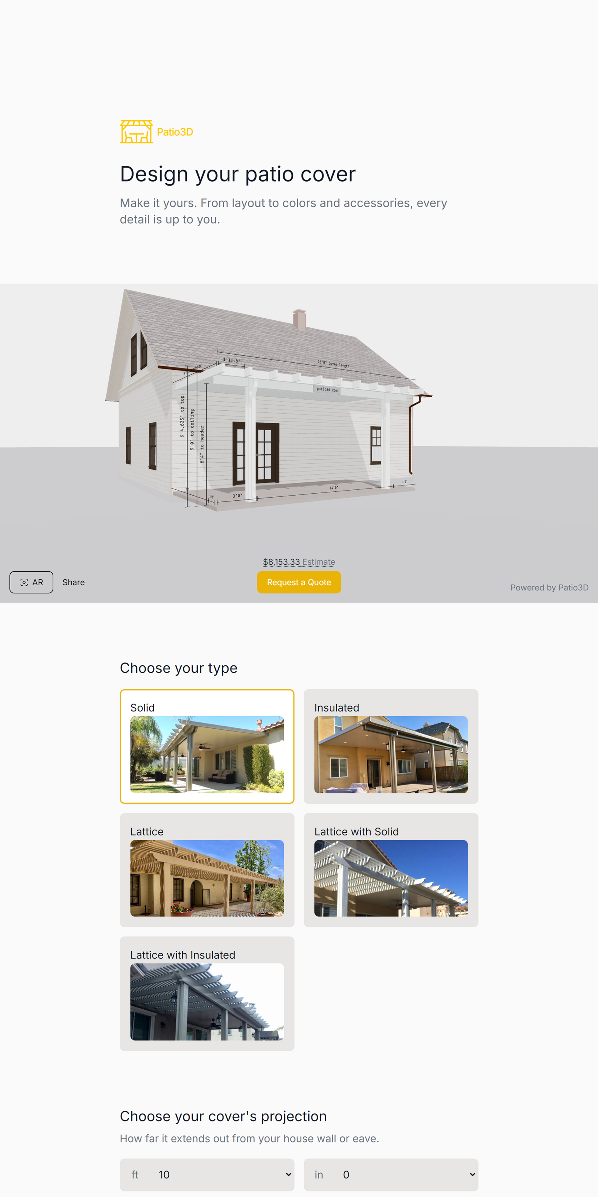 Patio3D patio configurator preview